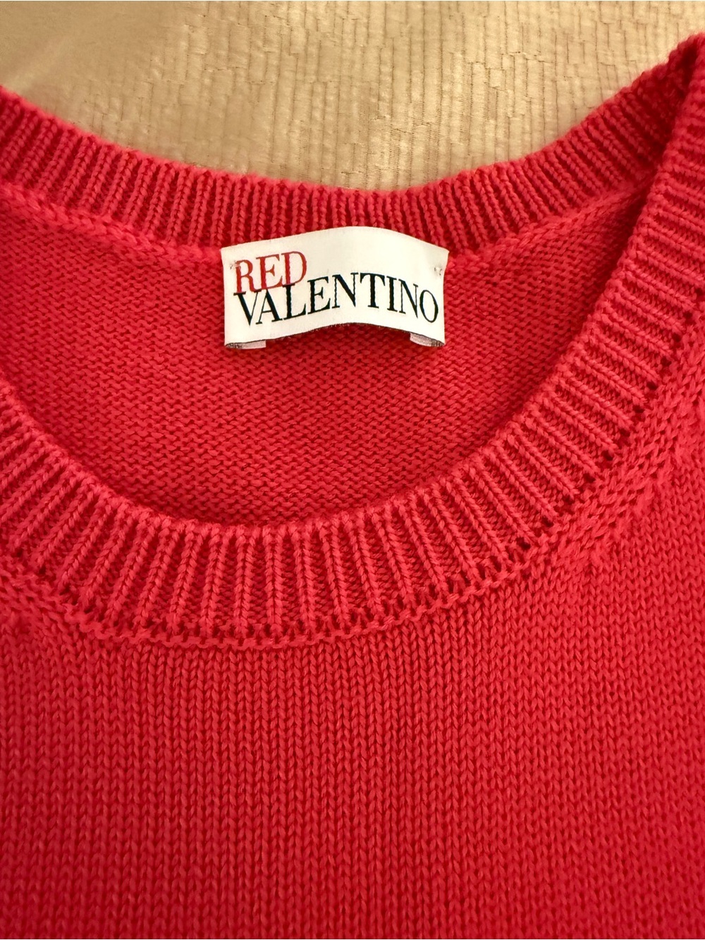 RED Valentino Pink Virgin Wool Knit A-Line Dress Crew Neck Bow, M - Picture 4 of 14